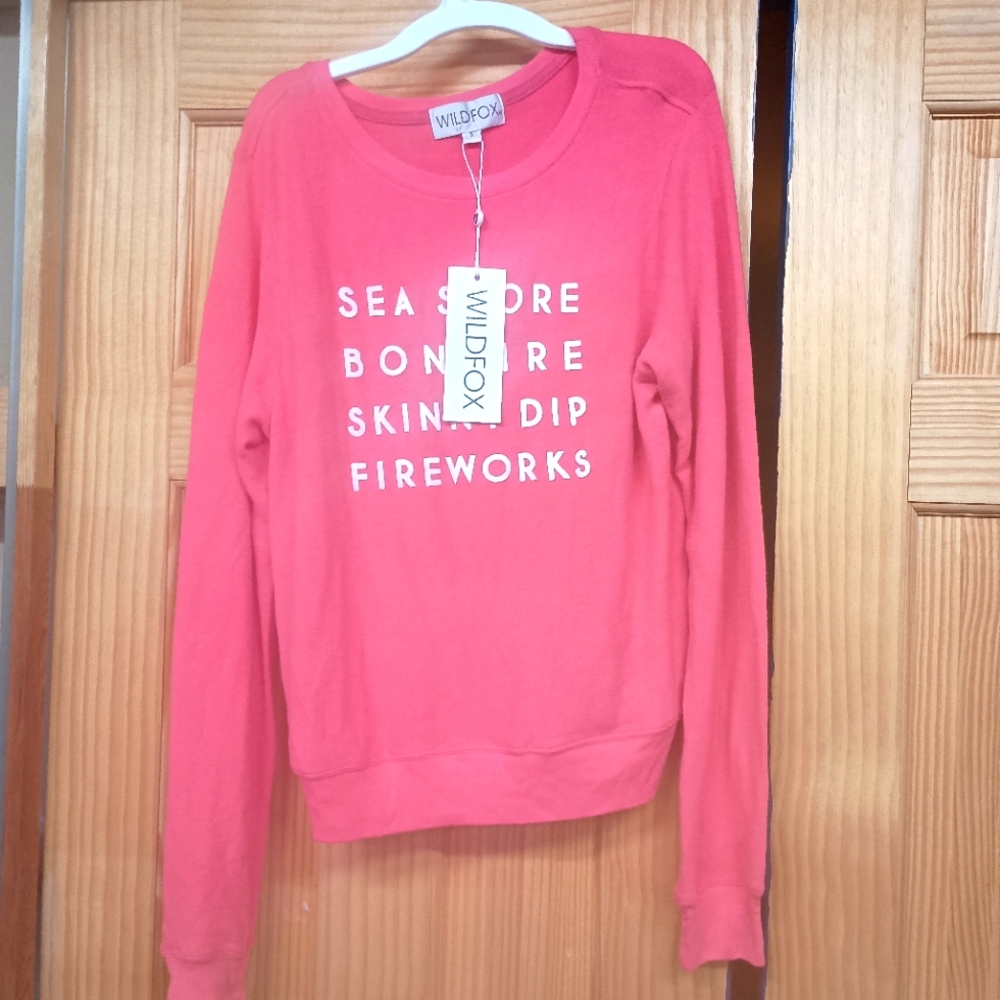 WILDFOX NEW NWT SMALL SM S WOMENS LADIES BONFIRE SKINNY DIP $119 SWEATSHIRT TOP